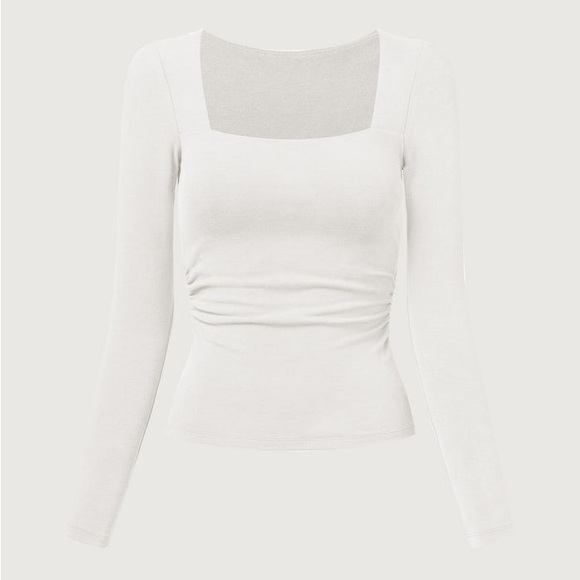 OGL Eco-Mousse® Anti-Bacteria Square Neck Ruched Brami Top - Off White - Picture 1 of 5